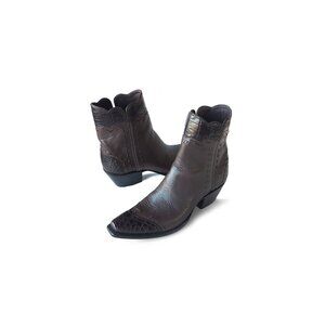 STALLION Boots Womens Brown Crocodile 'Zorro Majestic' *EXCELLENT* SZ 7